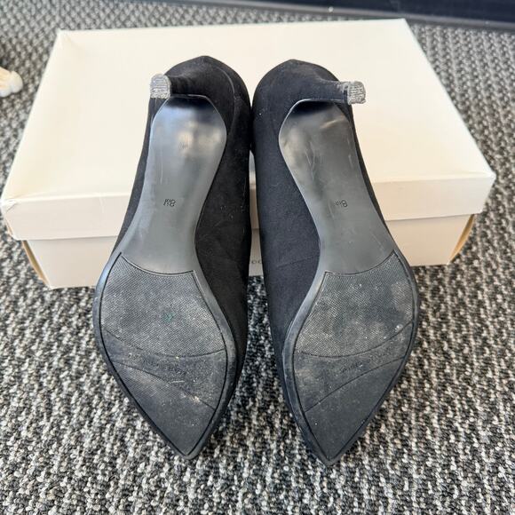 Marc Fisher Dancee Womens Rhinestone Ankle Strap Pumps Heels Black Suede Size 8 - Picture 7 of 9